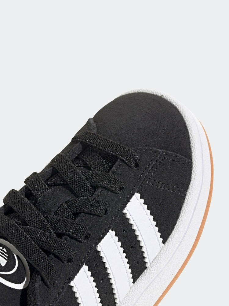 Kids' adidas Originals Black Campus 00s Suede Elastic Lace Trainers