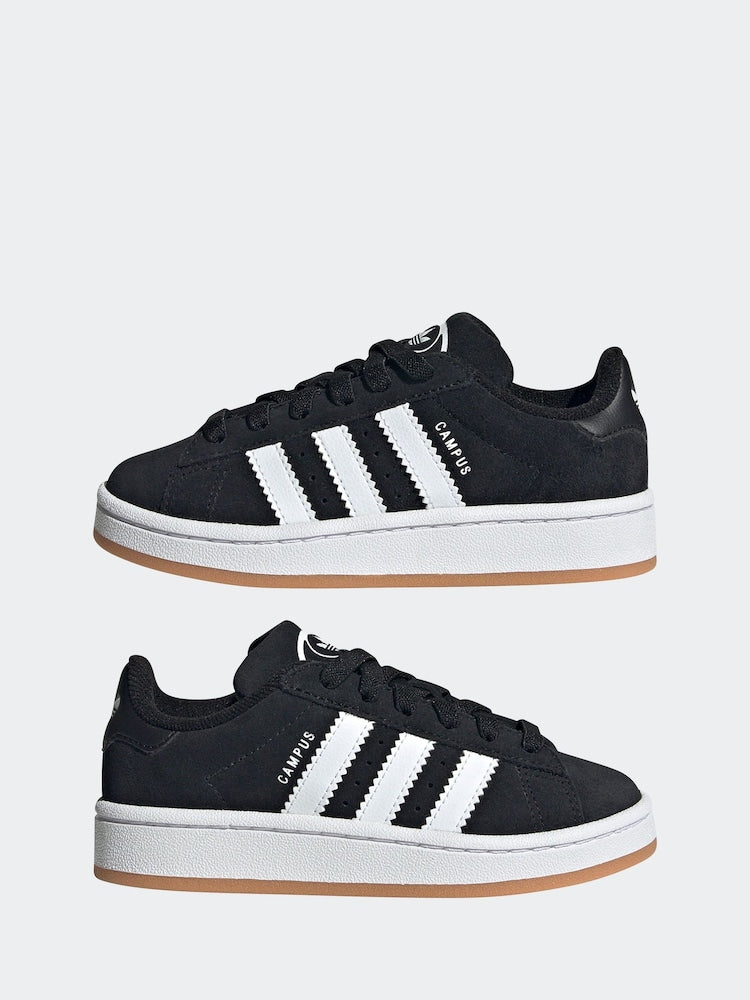 Kids' adidas Originals Black Campus 00s Suede Elastic Lace Trainers