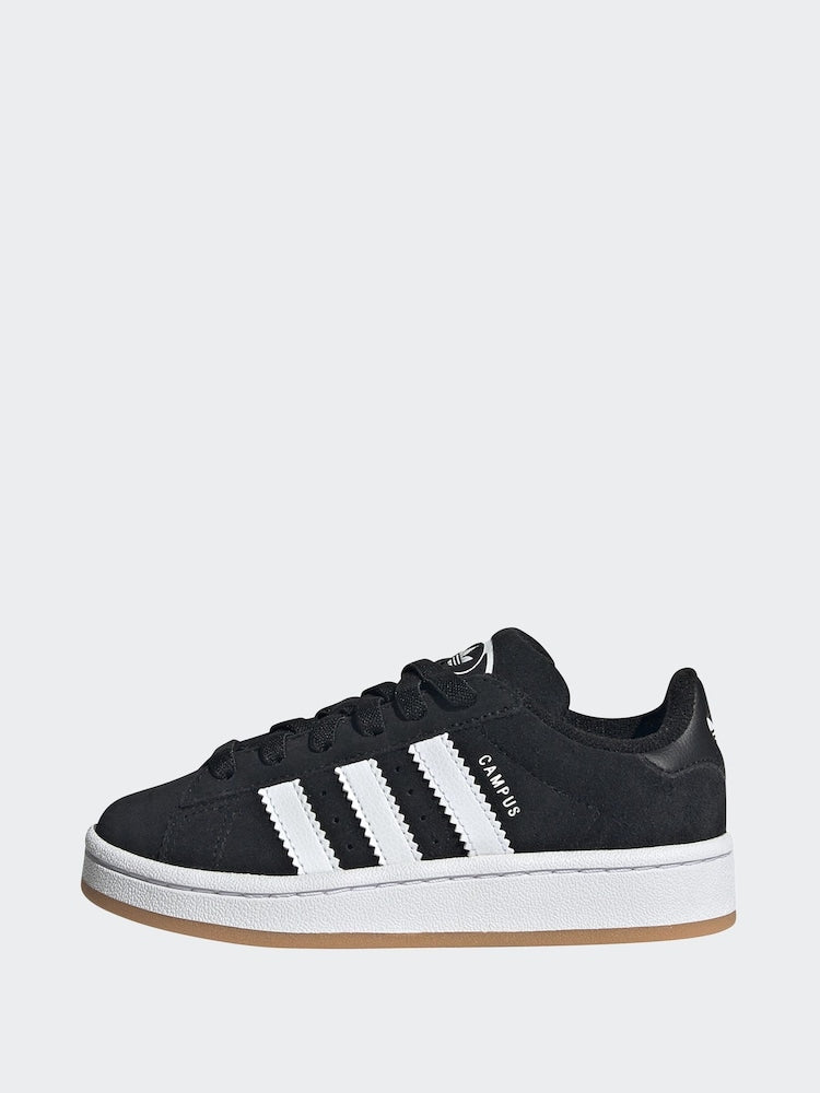 Kids' adidas Originals Black Campus 00s Suede Elastic Lace Trainers