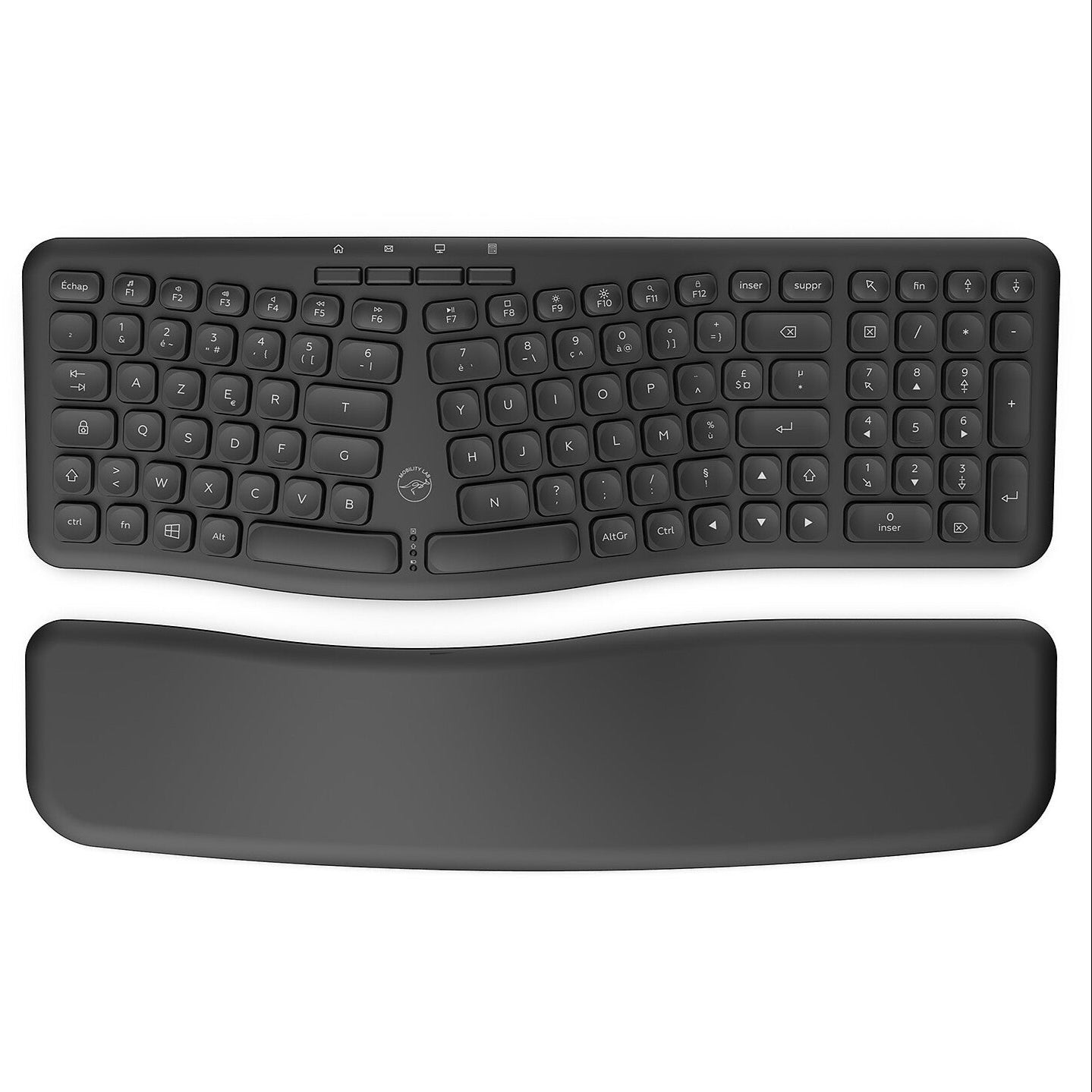 Mobility Lab Ergonomic Wireless Keyboard, Concave Keys, Magnetic Palm Rest