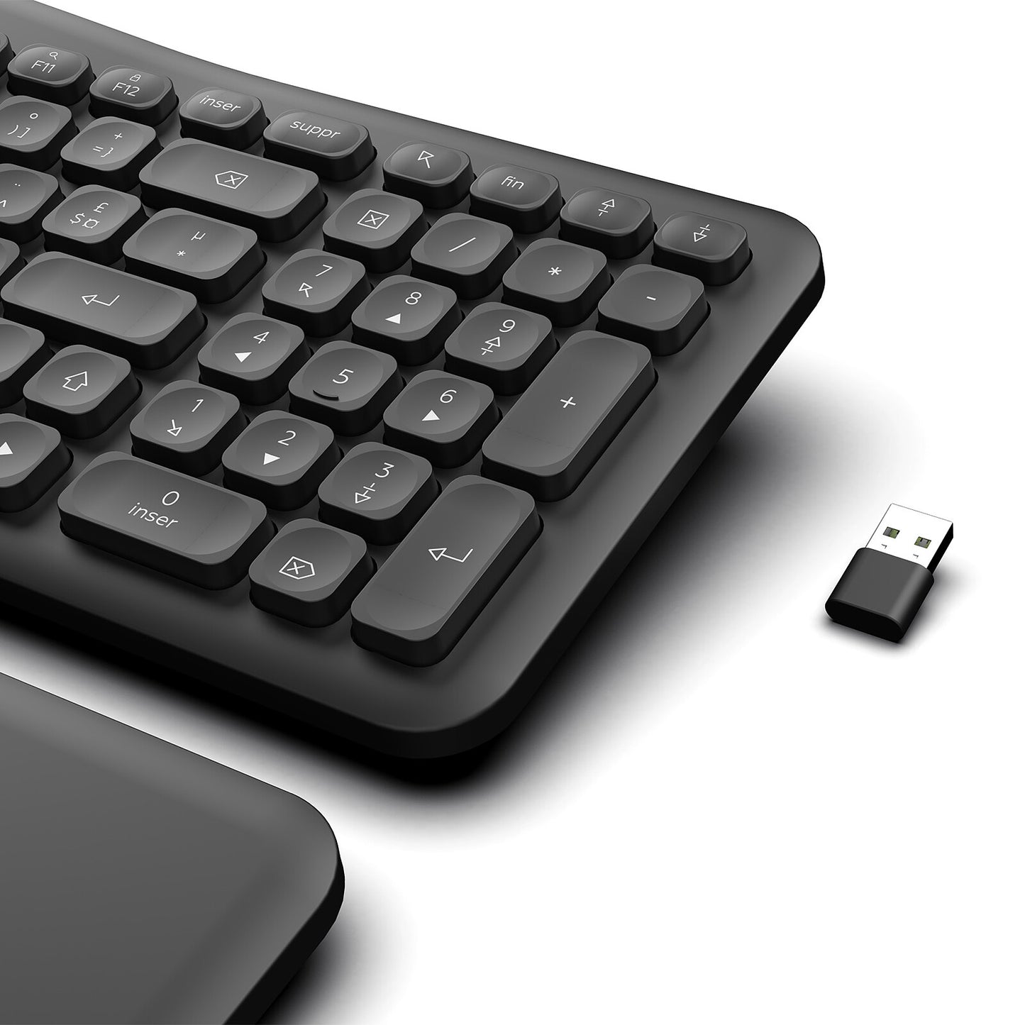 Mobility Lab Ergonomic Wireless Keyboard, Concave Keys, Magnetic Palm Rest