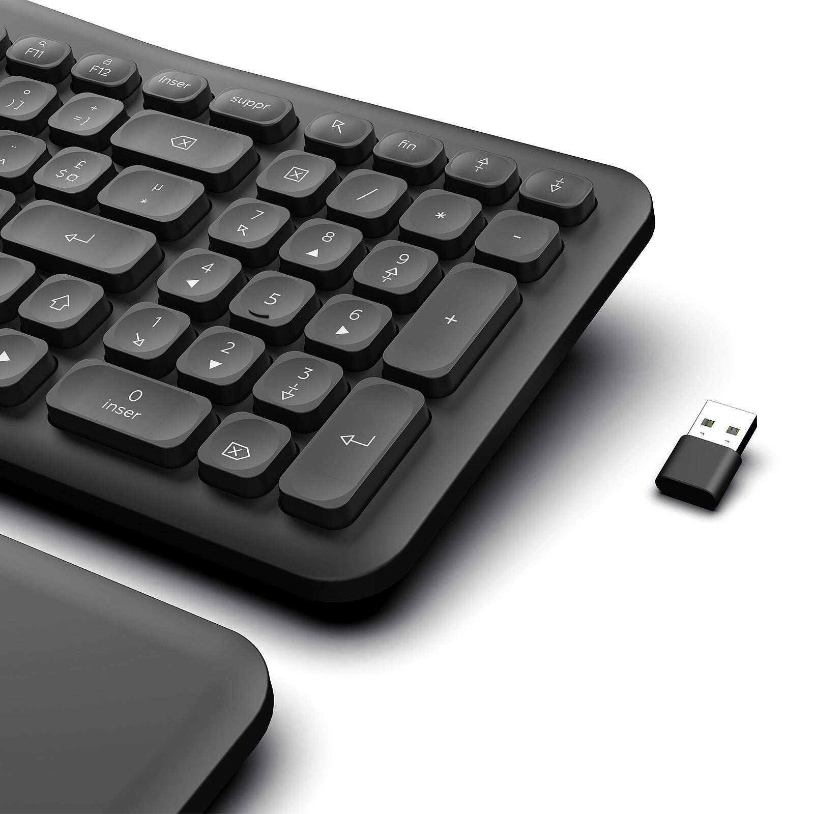 Mobility Lab Ergonomic Wireless Keyboard, Concave Keys, Magnetic Palm Rest