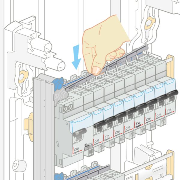 Legrand HX³ Prong-Type Supply Busbar 1P+N 63A 400V 220mm