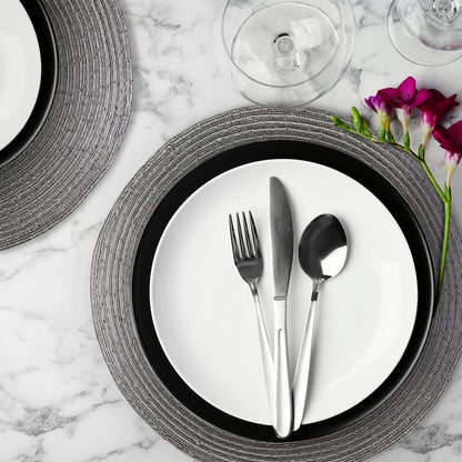 Livarno Home Braided Round Placemats 4-Pack Silver 38 cm
