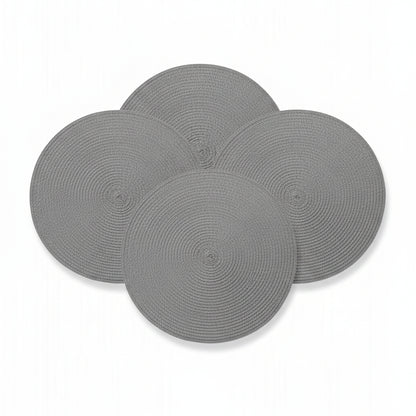 Livarno Home Braided Round Placemats 4-Pack Silver 38 cm