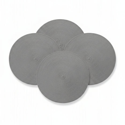 Livarno Home Braided Round Placemats 4-Pack Silver 38 cm