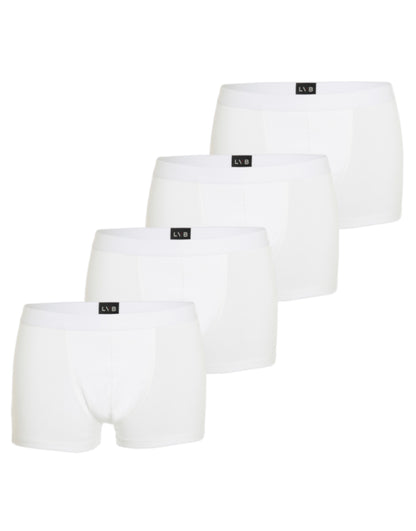 Premium White Cotton Stretch Boxer Briefs - 4-Pack for Ultimate Comfort