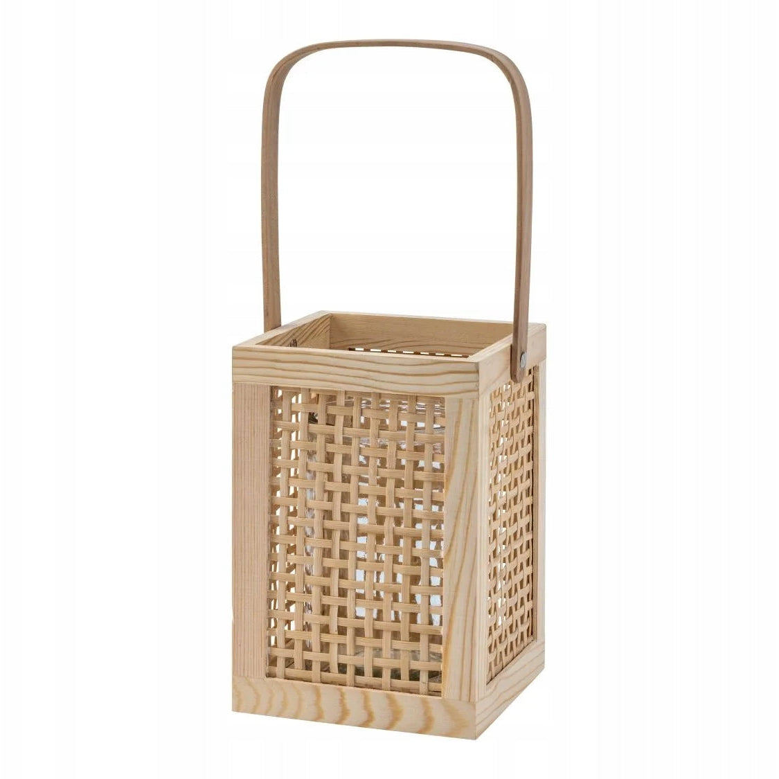 Livarno Home Wooden Bamboo Lantern Square 14 x 14 x 35 cm