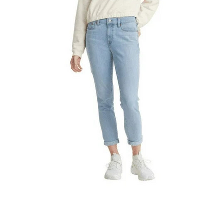 Levi's Women's Boyfriend Mid-Rise Cropped Light Blue Jeans