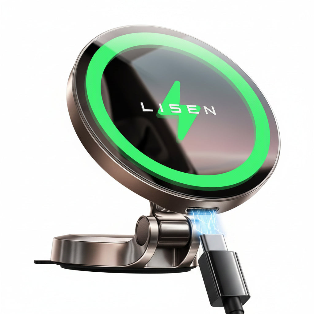 Lisen 15W Fast Charging MagSafe Car Mount Charger for iPhone 15 Pro Max