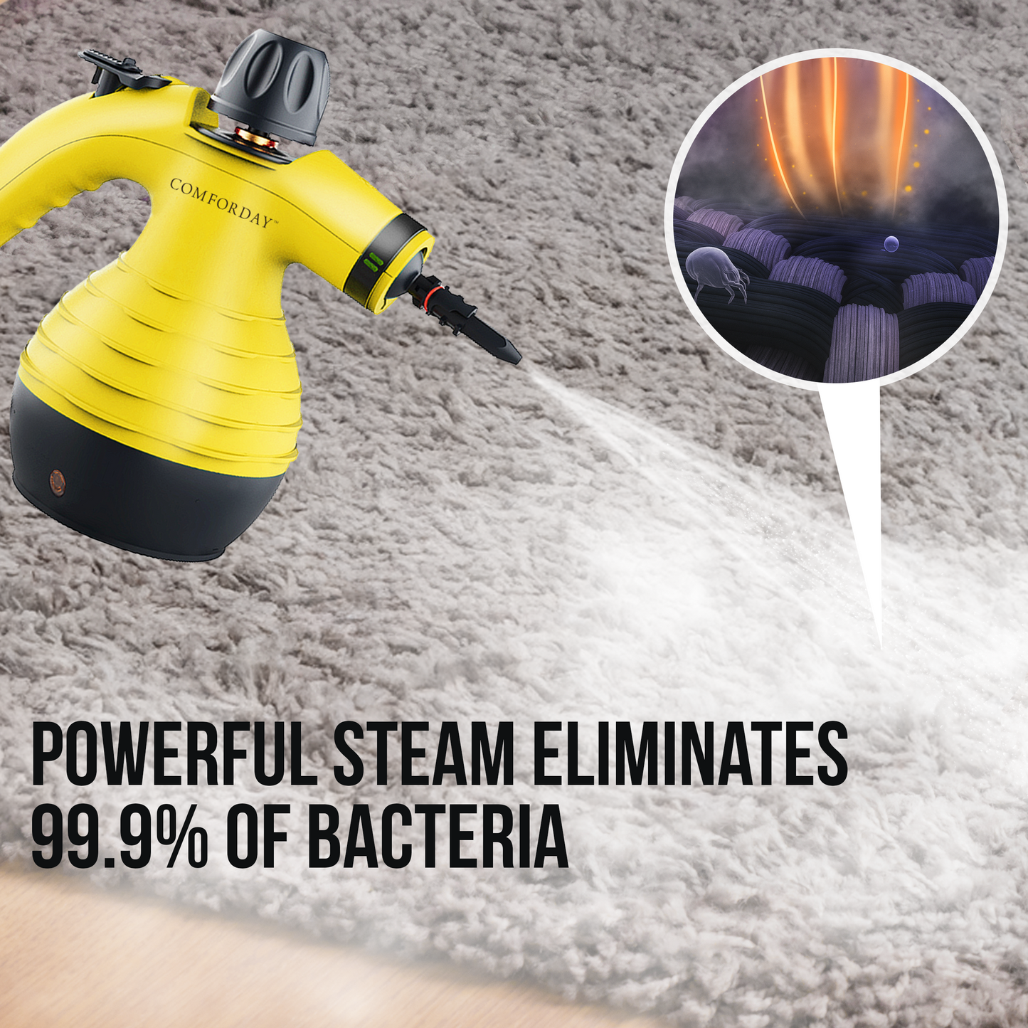 Comforday Multi-Purpose Handheld Pressurized Steam Cleaner 1050W with 9 Accessories