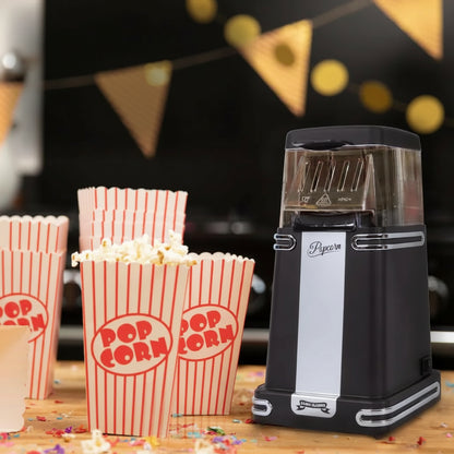 Gadgy Retro Hot Air Popcorn Maker Black 26.5x14cm Funcooking for Party & Kids