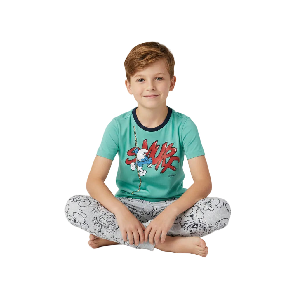 Smurfs Boys Short Sleeve T-Shirt and Lounge Pants Set Cartoon
