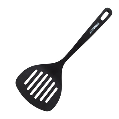 Fackelmann Fenix Slotted Spatula: 100% RPET Recycled Plastic, Heat Resistant 230°C, Non-Scratch, 31cm Black