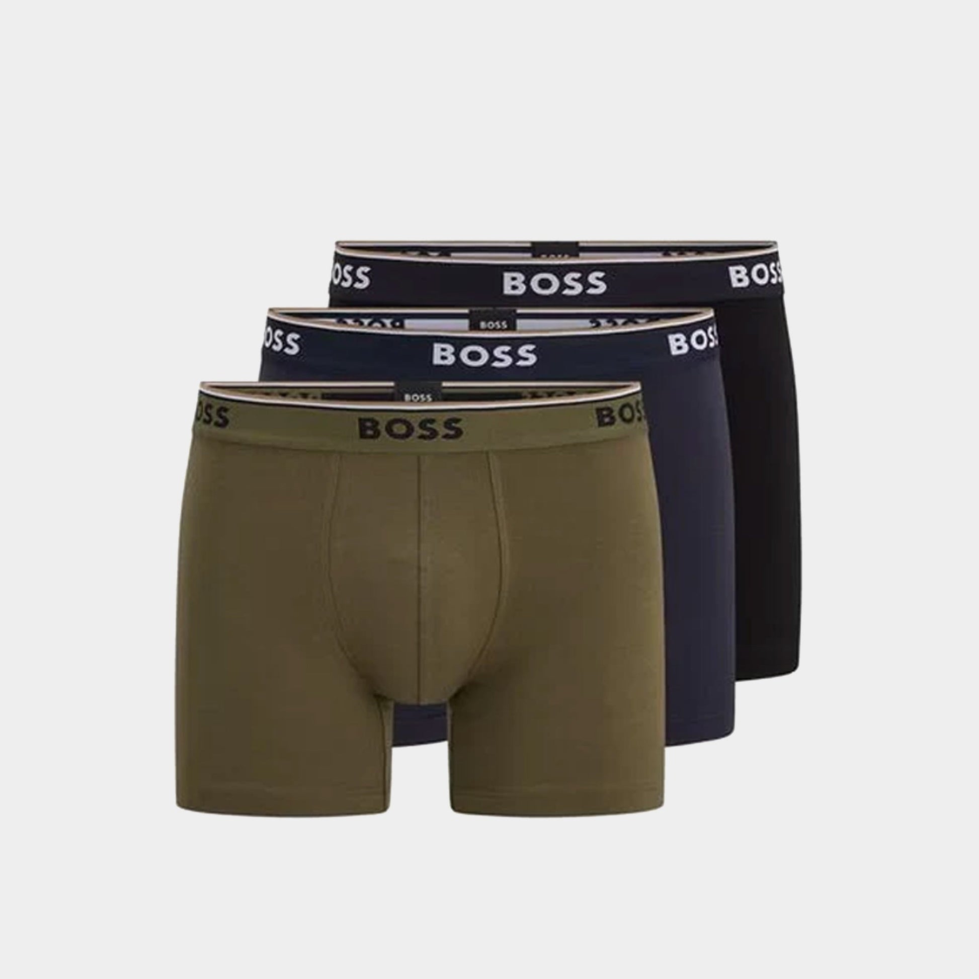 Premium BOSS Men's 3-Pack Eco-Friendly Boxer Briefs – Black, Navy, Olive
