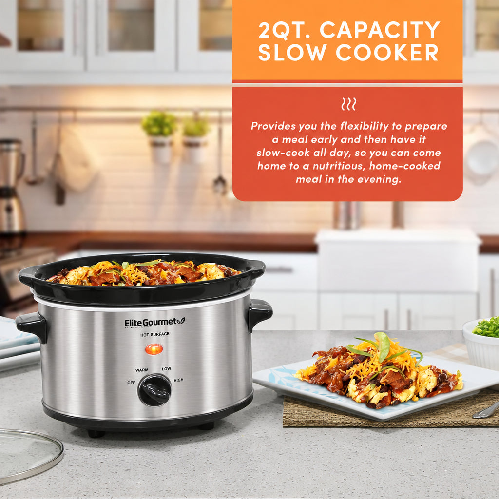 Elite Gourmet MST-275XR 1.9L Oval Slow Cooker 120W