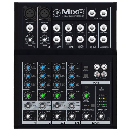Mackie Mix8 8-Channel Compact Mixer, Black