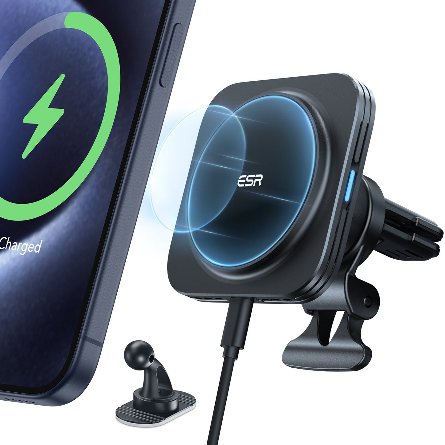ESR HaloLock Magnetic Wireless Car Charger Mount Black