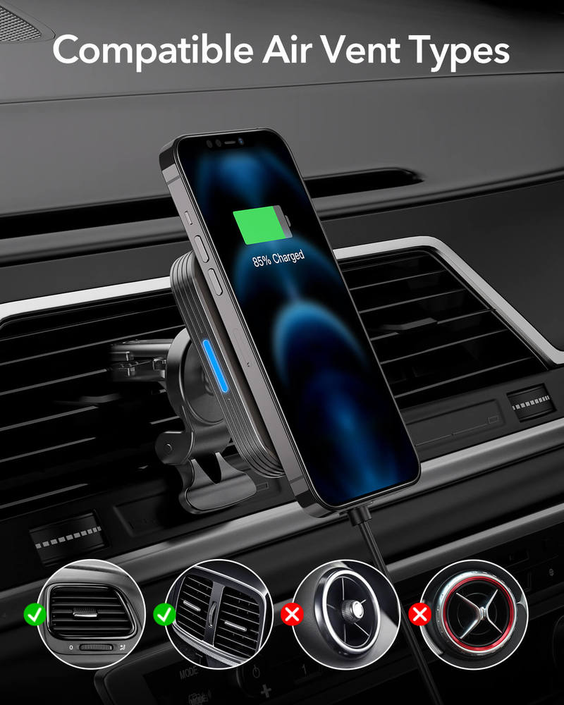 ESR HaloLock Magnetic Wireless Car Charger Mount Black