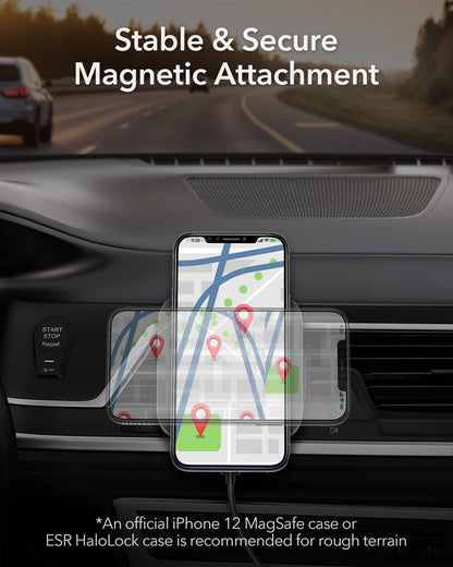 ESR HaloLock Magnetic Wireless Car Charger Mount Black
