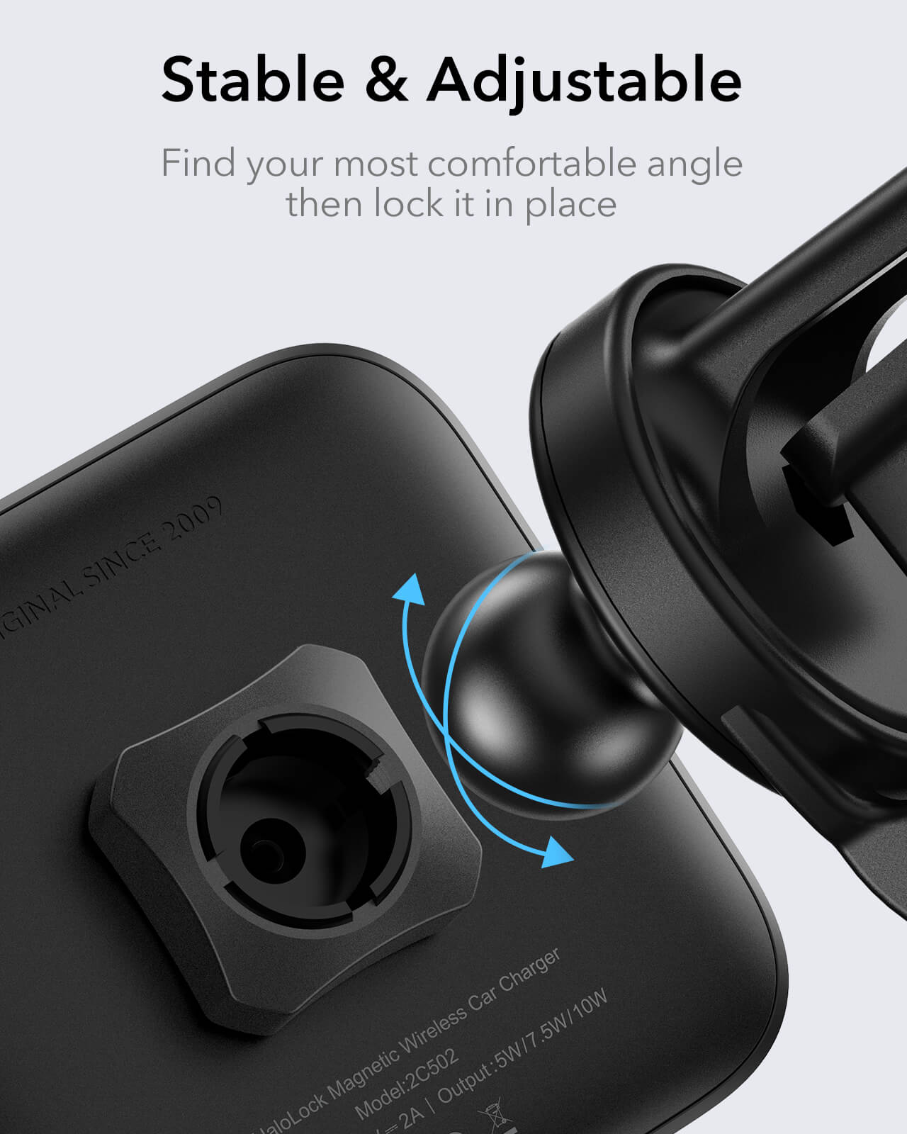 ESR HaloLock Magnetic Wireless Car Charger Mount Black