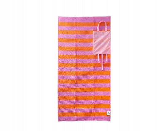 Crivit Beach Mat Foldable Into Bag Lightweight 90 x 180 cm Pink/Orange