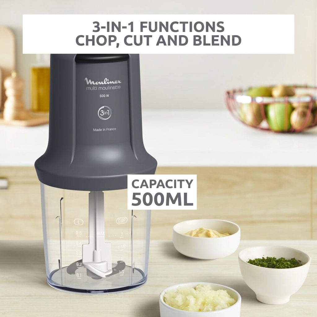 Moulinex Multi Moulinette 3-in-1 Mini Chopper 500W Grey