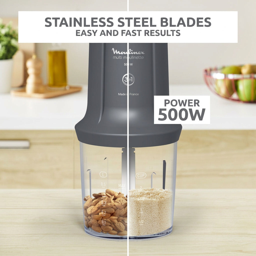 Moulinex Multi Moulinette 3-in-1 Mini Chopper 500W Grey