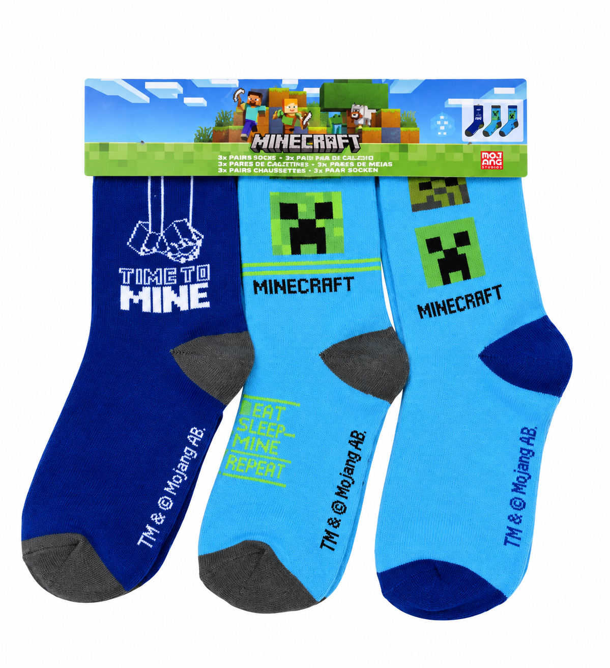 Boys Minecraft Crew Socks 3 Pack