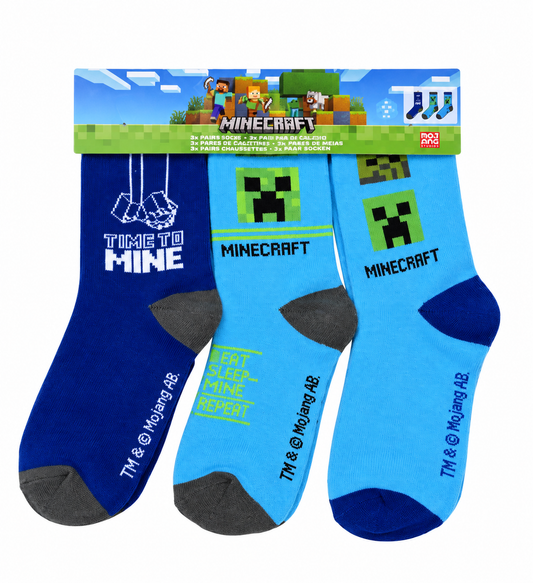 Boys Minecraft Crew Socks 3 Pack