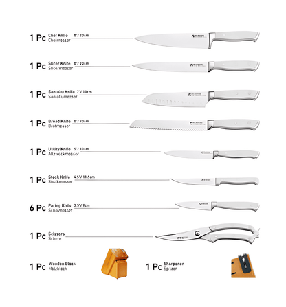 Premium Muller Koch 15-Piece German Stainless Steel Knife Set