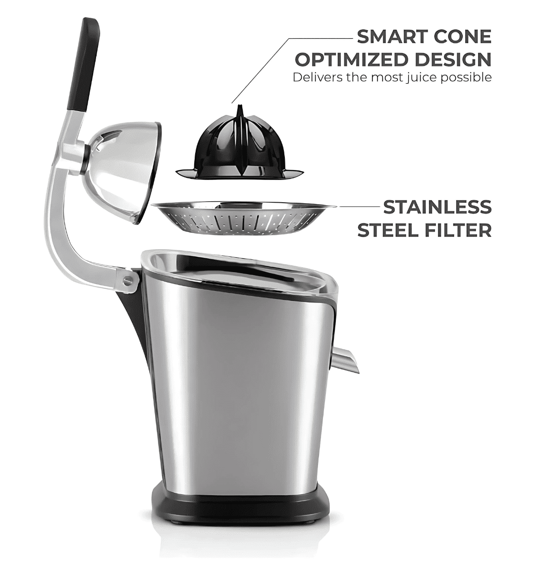 Muller Koch MK-6051 Stainless Steel Citrus Juicer with Dual Cones