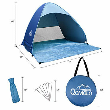 Qomolo Pop Up Beach Tent: Portable Automatic Anti-UV 50+ Sun Shade for Babies