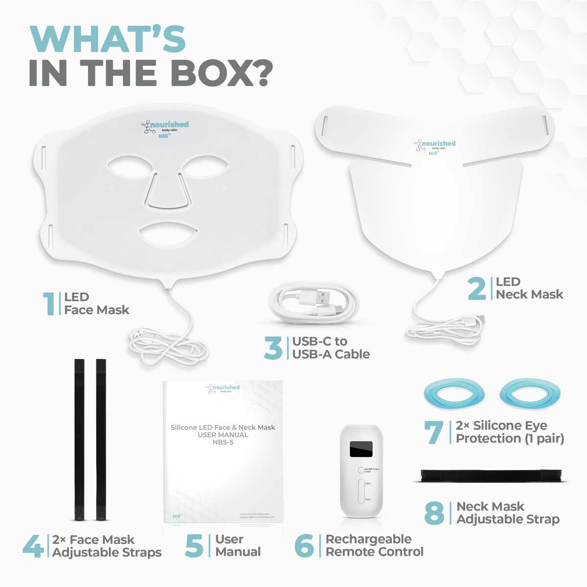 LED Light Therapy Face and Neck Mask 7-in-1