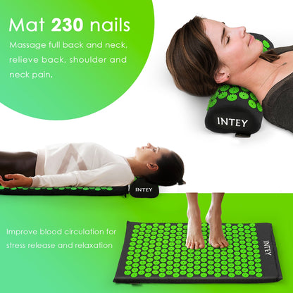 INTEY NY-CT34 Acupressure Mat and Pillow Set for Neck Back Pain Relief