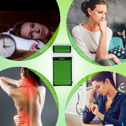 INTEY NY-CT34 Acupressure Mat and Pillow Set for Neck Back Pain Relief