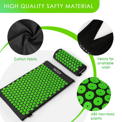 INTEY NY-CT34 Acupressure Mat and Pillow Set for Neck Back Pain Relief