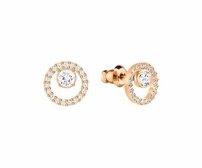Swarovski Shimmering Rose Gold-Tone Crystal Stud Earrings for Women