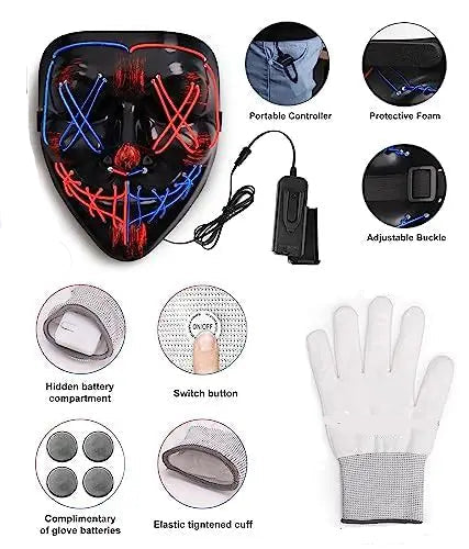 AnanBros Halloween LED Light Up Mask 3 Modes