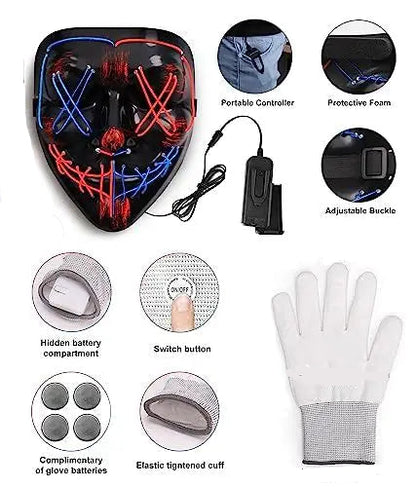 AnanBros Halloween LED Light Up Mask 3 Modes