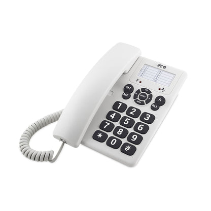 SPC ORIGINAL Fixed Telephone with Extra-Large Keys 84dB Ringer 3 Direct Memories White Black