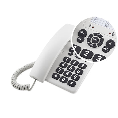 SPC ORIGINAL Fixed Telephone with Extra-Large Keys 84dB Ringer 3 Direct Memories White Black