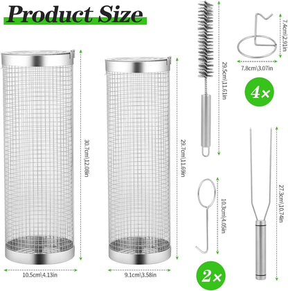 Banaone BFRH Rolling BBQ Grill Basket 2-Pack