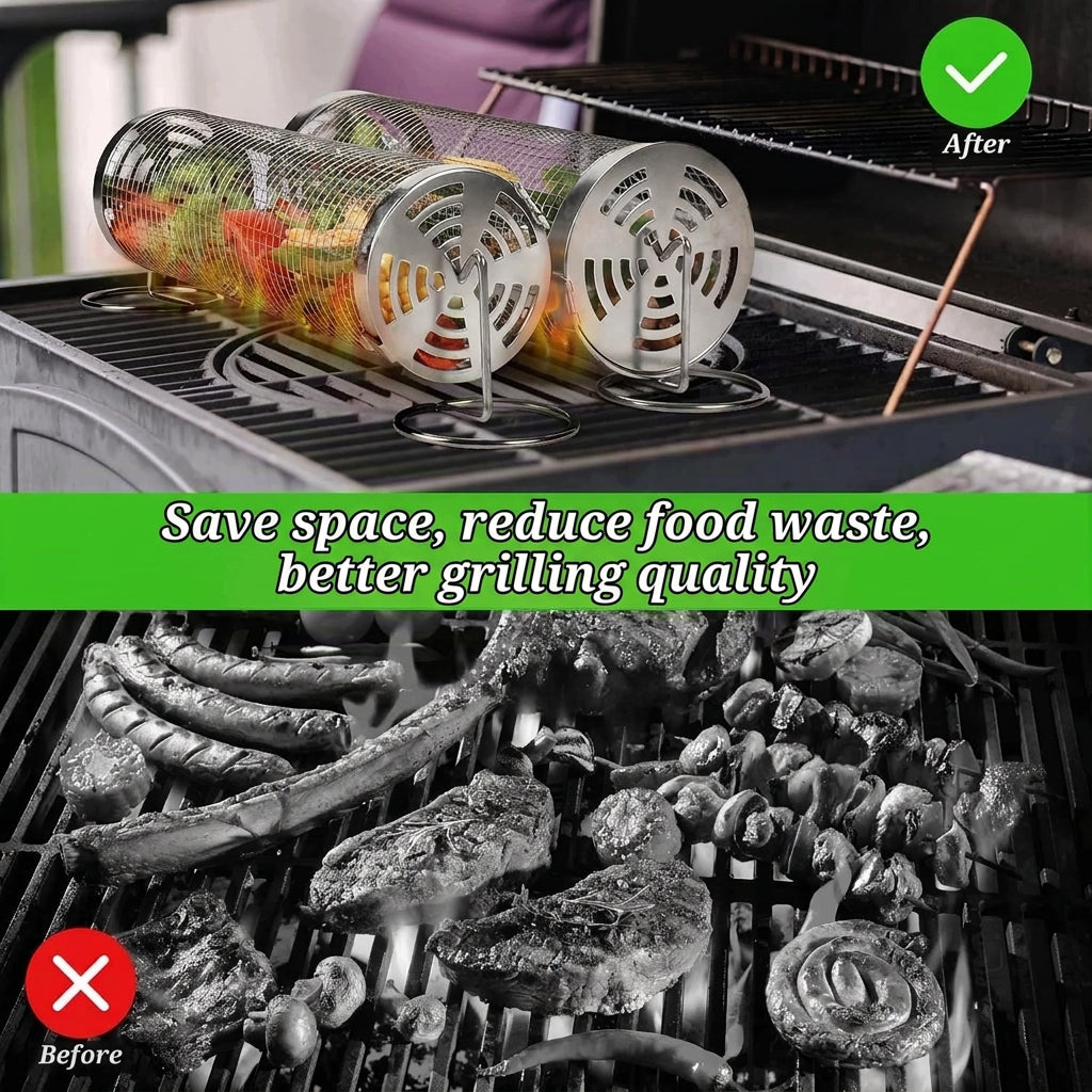Banaone BFRH Rolling BBQ Grill Basket 2-Pack
