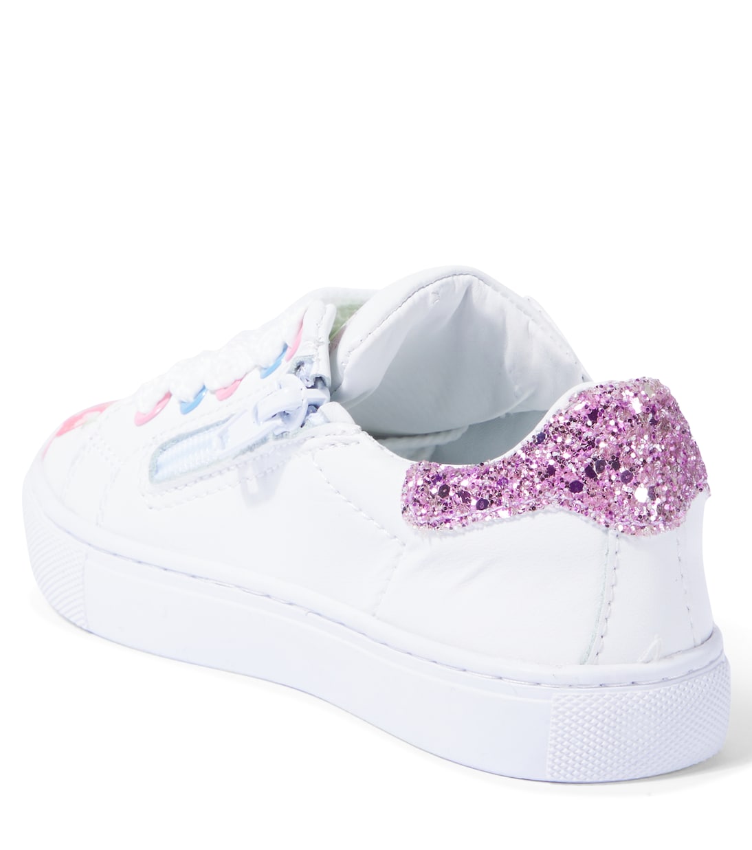 Monnalisa Disney Kids' White Leather Printed Casual Fashion Sneakers