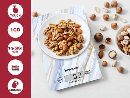 Beper P102BIL001 Digital Kitchen Scale Marble 5kg