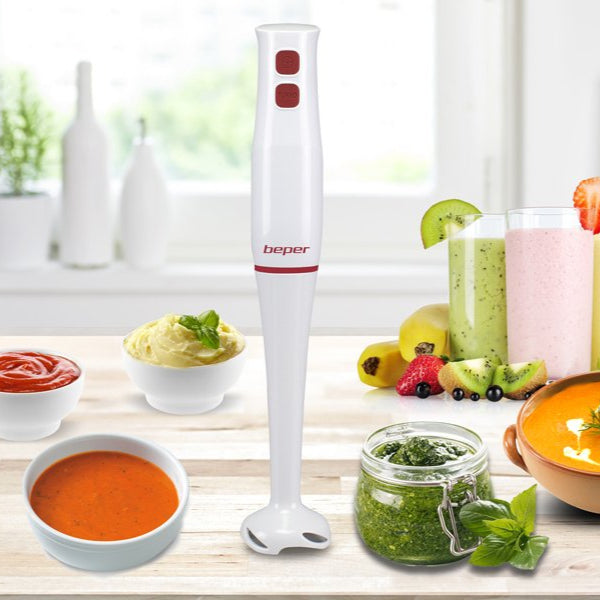 Beper Powerful Two-Speed Hand Blender: Stainless Steel Immersion Mixer