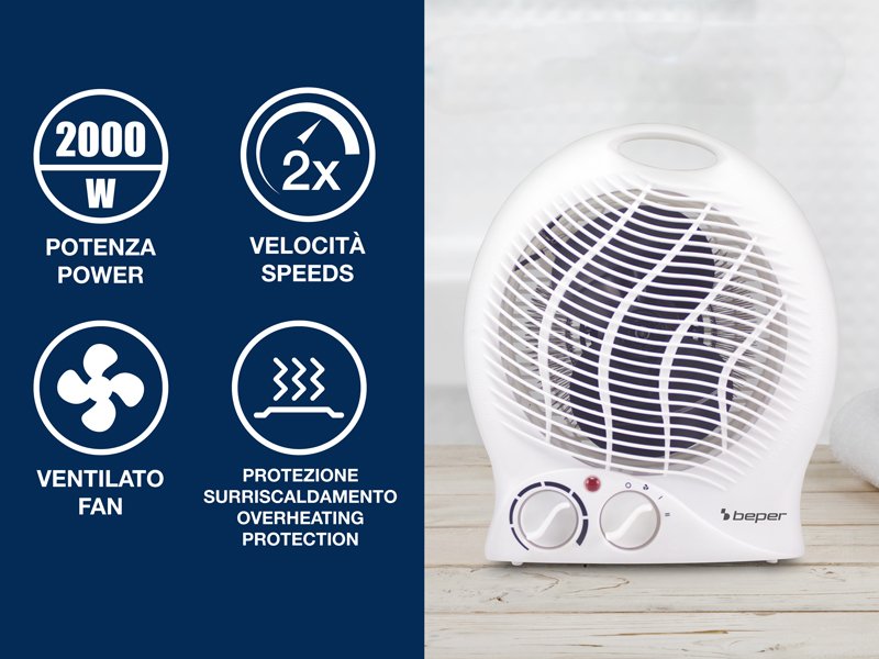Beper Compact Fan Heater With Thermostat