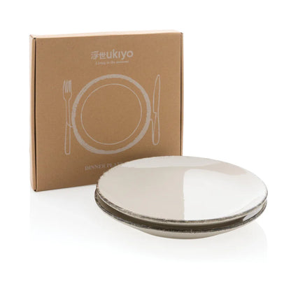 Ukiyo-Home Elegant White Ceramic Dinner Plates Set of 2: Durable, Stylish, Dishwasher Safe - Gomix Brands Outlet
