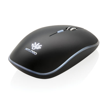 Ergonomic Rechargeable Wireless Mouse with Light-Up Custom Logo Feature